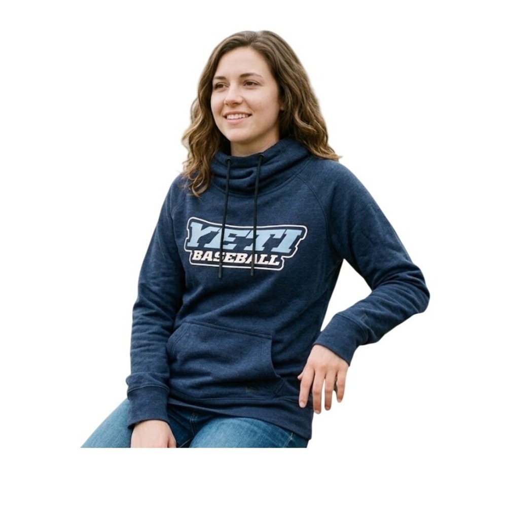 New Era Yeti Baseball Hoodie Sweatshirt True Navy Heather Tri-Blend Fleece Pullo